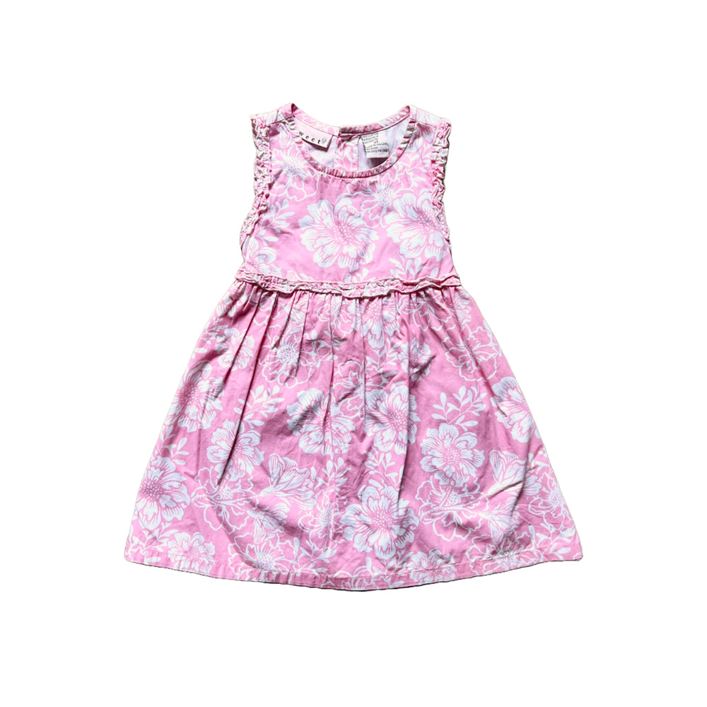 Vintage Girls Toddler Floral Dress Size 3T Pink Resort Vacation Wedding Summer